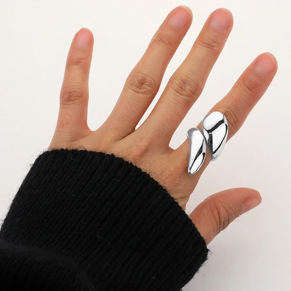 Gold or Silver Metal Teardrop Dome Cocktail Ring